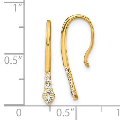 10K Yellow Gold Polished Diamond Drop Wire Earrings