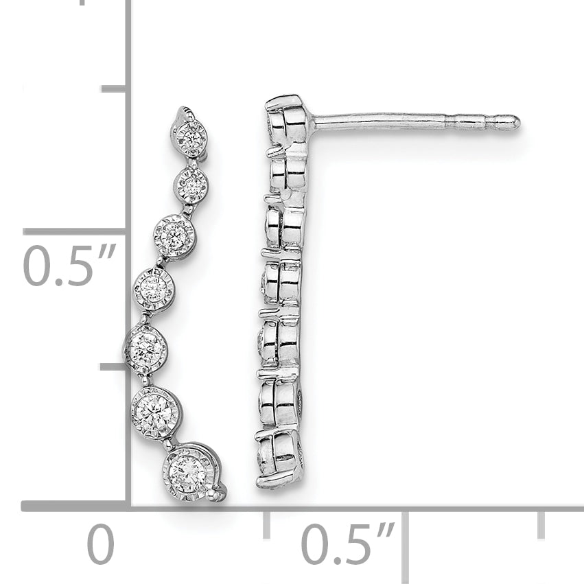 10K White Gold Graduating Diamond Post Earrings