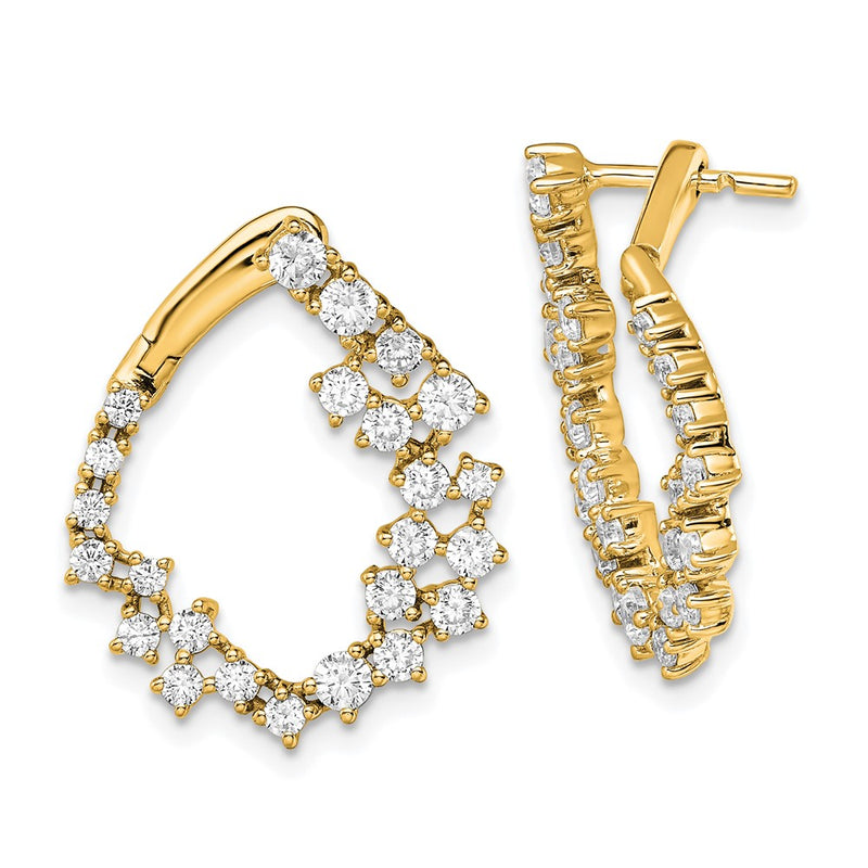 14K Yellow Gold True Origin 2 Carat Lab Grown Diamond Vs Def Fancy Hoop Earrings