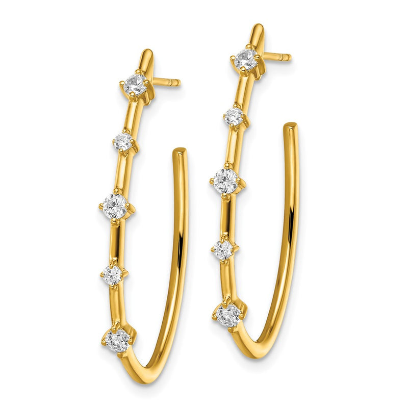 14K Yellow Gold True Origin 1/2 Carat Lab Grown Diamond Vs Def Post Hoop Earrings