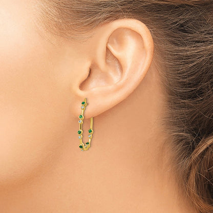 14K Yellow Gold True Origin 1/5 Carat Lab Grown Diamond Vs Def And Emerald Post Hoop Earrings