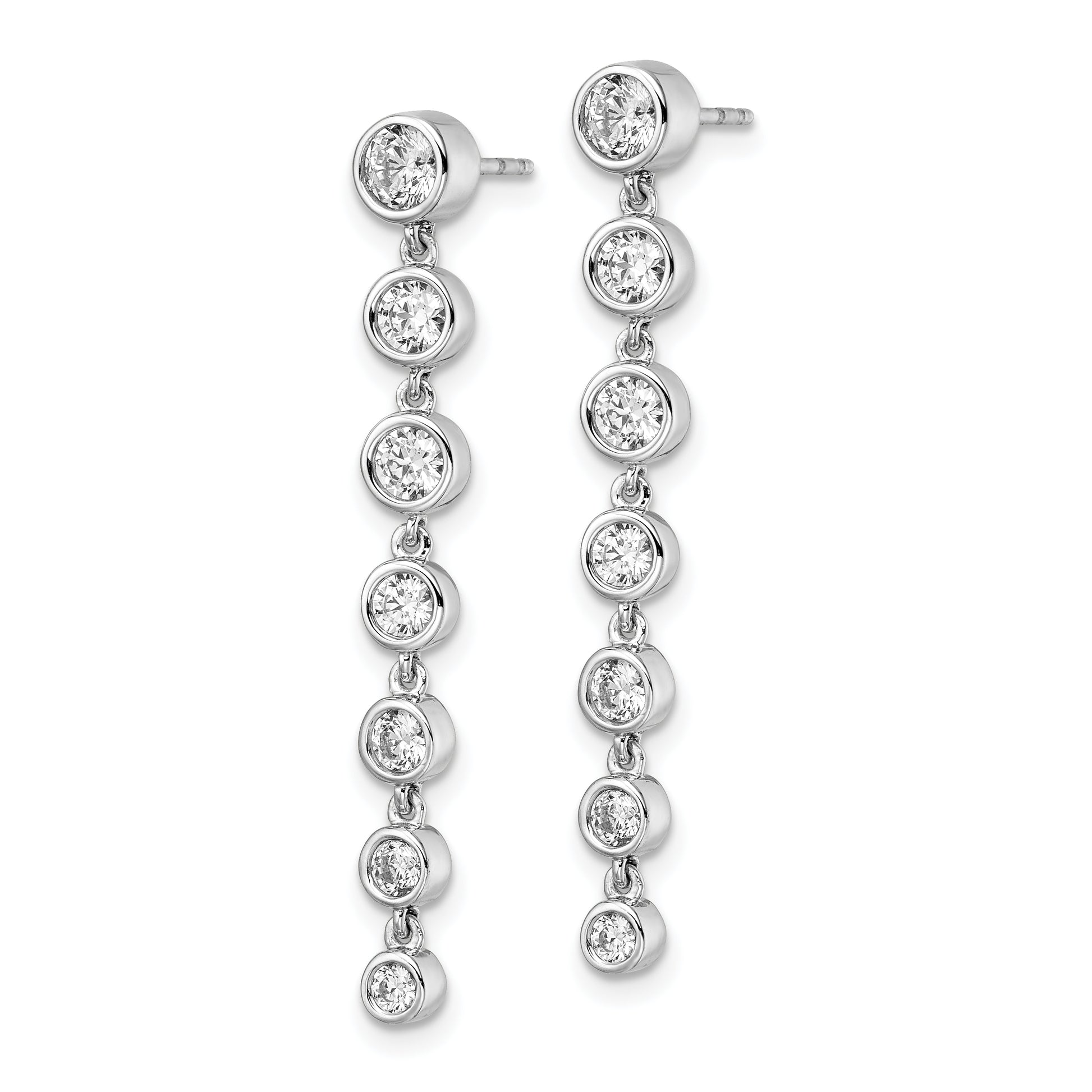 14K White Gold True Origin 1 1/2 Carat Lab Grown Diamond Vs Def Graduated Dangle Post Earring