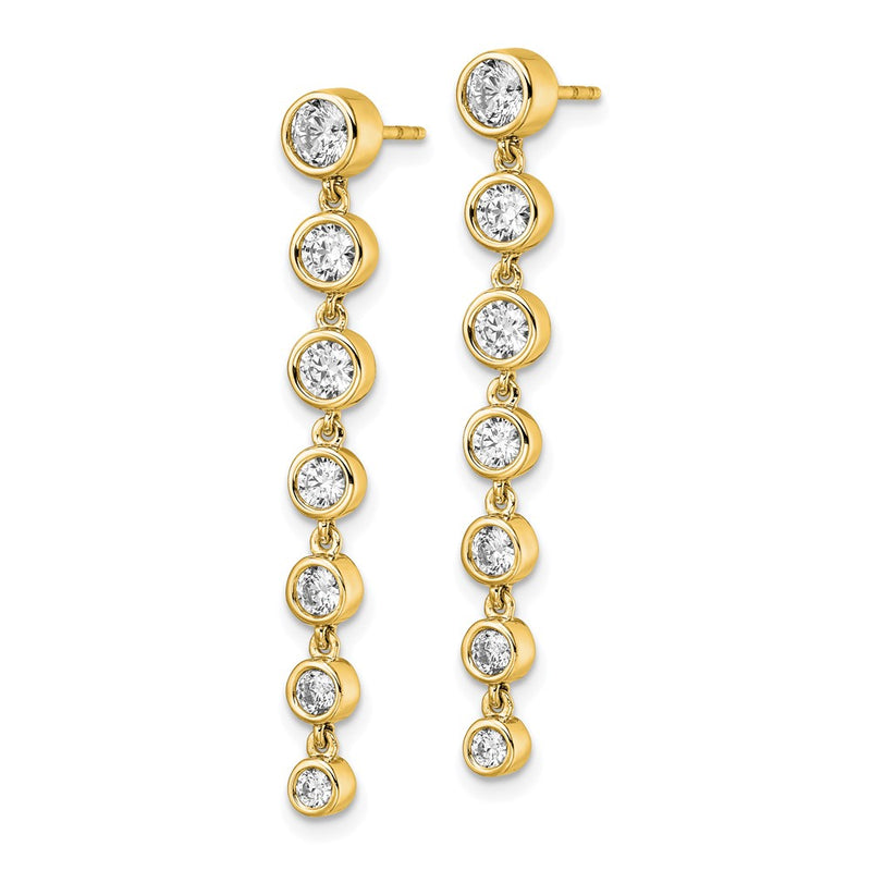 14K Yellow Gold True Origin 1 1/2 Carat Lab Grown Diamond Vs Def Graduated Dangle Post Earring