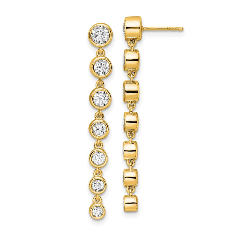 14K Yellow Gold True Origin 1 1/2 Carat Lab Grown Diamond Vs Def Graduated Dangle Post Earring
