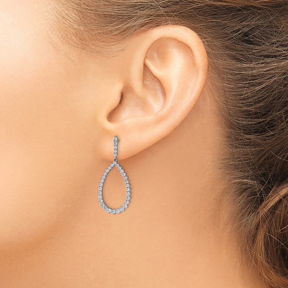 14K White Gold True Origin 1 1/2 Carat Lab Grown Diamond Vs Def Fancy Dangle Hoop Earrings