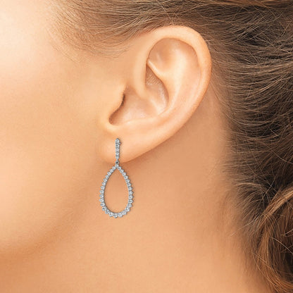 14K White Gold True Origin 1 1/2 Carat Lab Grown Diamond Vs Def Fancy Dangle Hoop Earrings