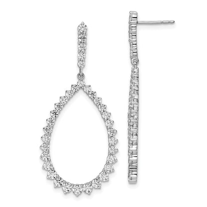 14K White Gold True Origin 3 Carat Lab Grown Diamond Vs Def Fancy Dangle Hoop Earrings