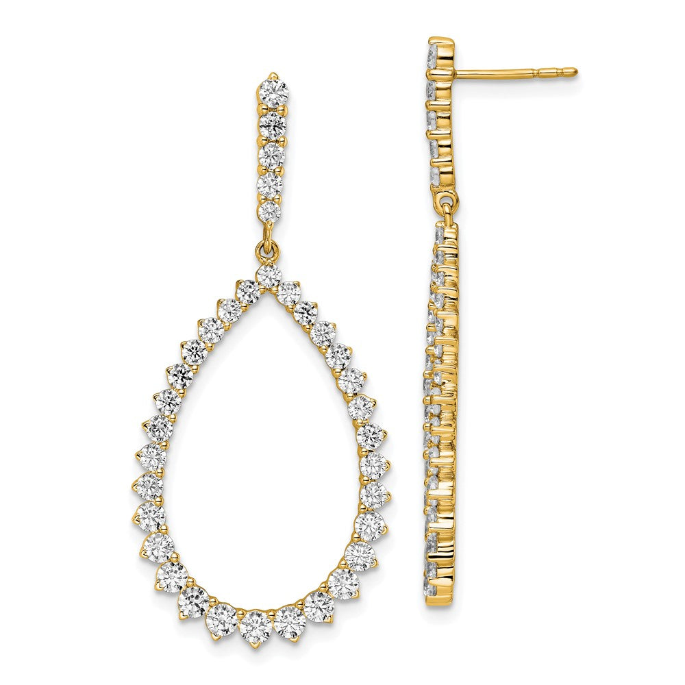 14K Yellow Gold True Origin 3 Carat Lab Grown Diamond Vs Def Fancy Dangle Hoop Earrings