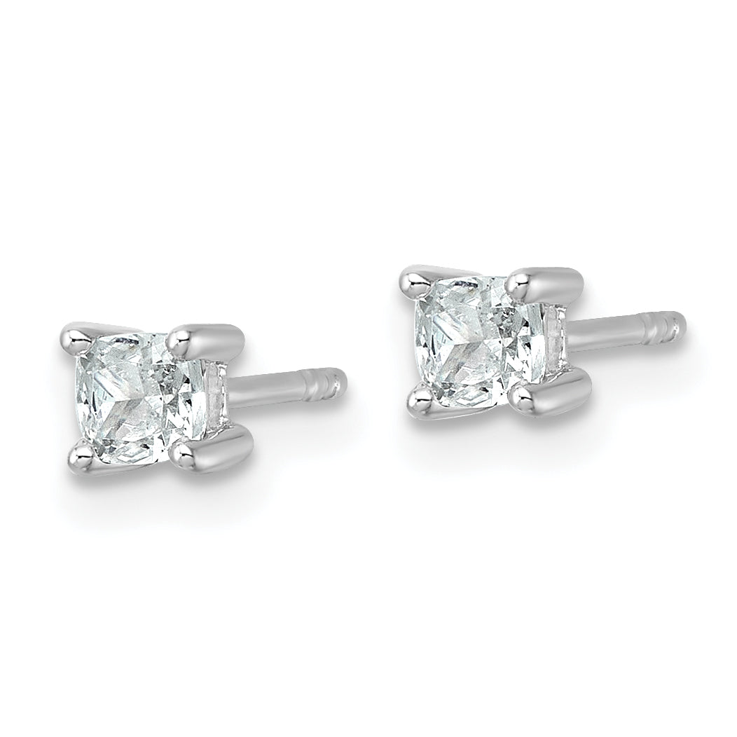 14k White Gold 1/2 ctw Lab Grown Diamond VS/SI+ G+ Cushion 4 Prong Heavy Wt. Stud Earrings