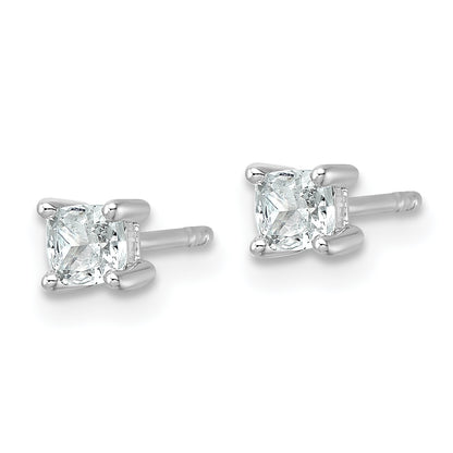 14k White Gold 1/2 ctw Lab Grown Diamond VS/SI+ G+ Cushion 4 Prong Heavy Wt. Stud Earrings