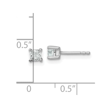 14K White Gold 1/2 Ctw Lab Grown Diamond Vs+ F+ Cushion 4 Prong Heavy Wt. Stud Earrings