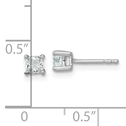 14k White Gold 1/2 ctw Lab Grown Diamond VS/SI+ G+ Cushion 4 Prong Heavy Wt. Stud Earrings