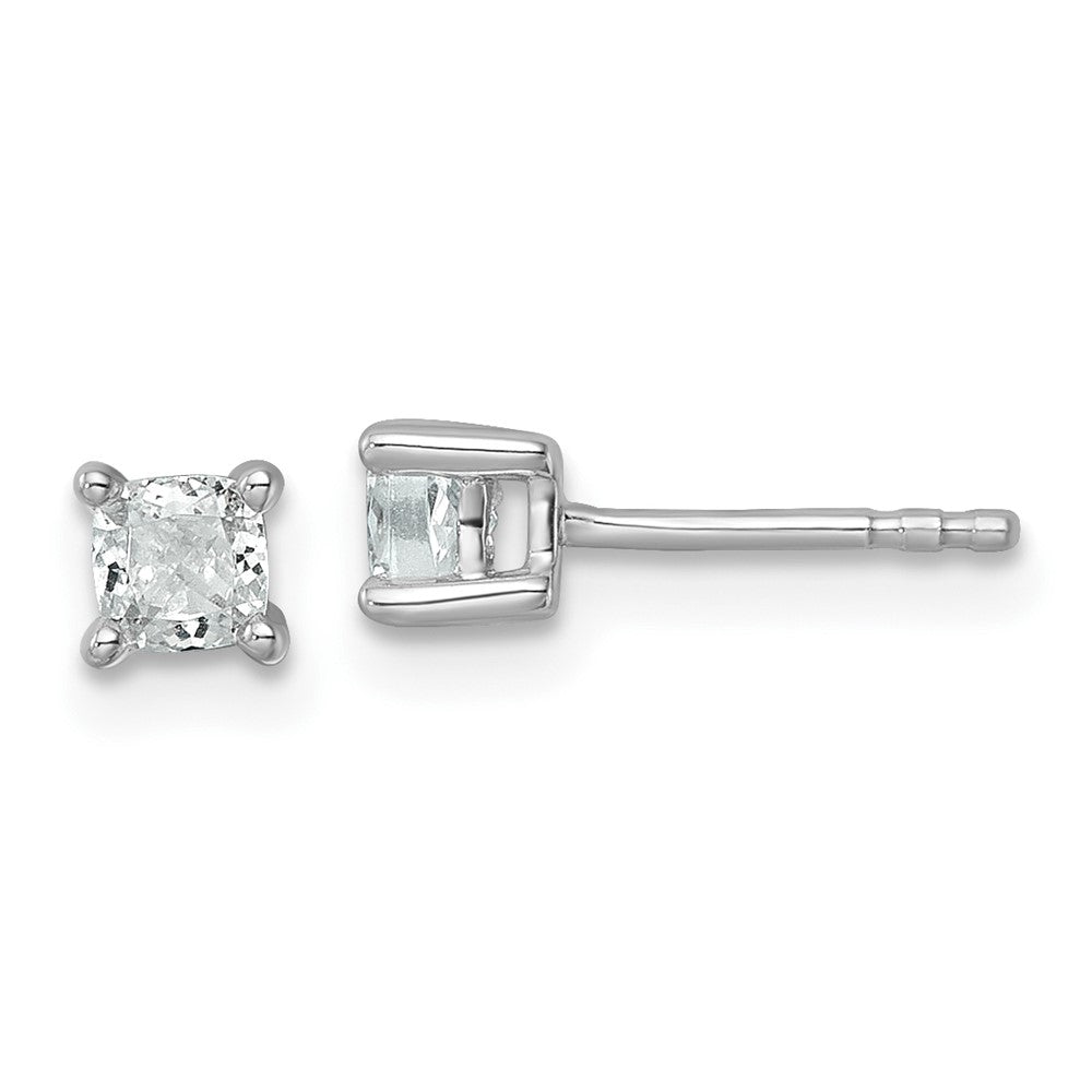 14K White Gold 1/2 Ctw Lab Grown Diamond Vs+ F+ Cushion 4 Prong Heavy Wt. Stud Earrings