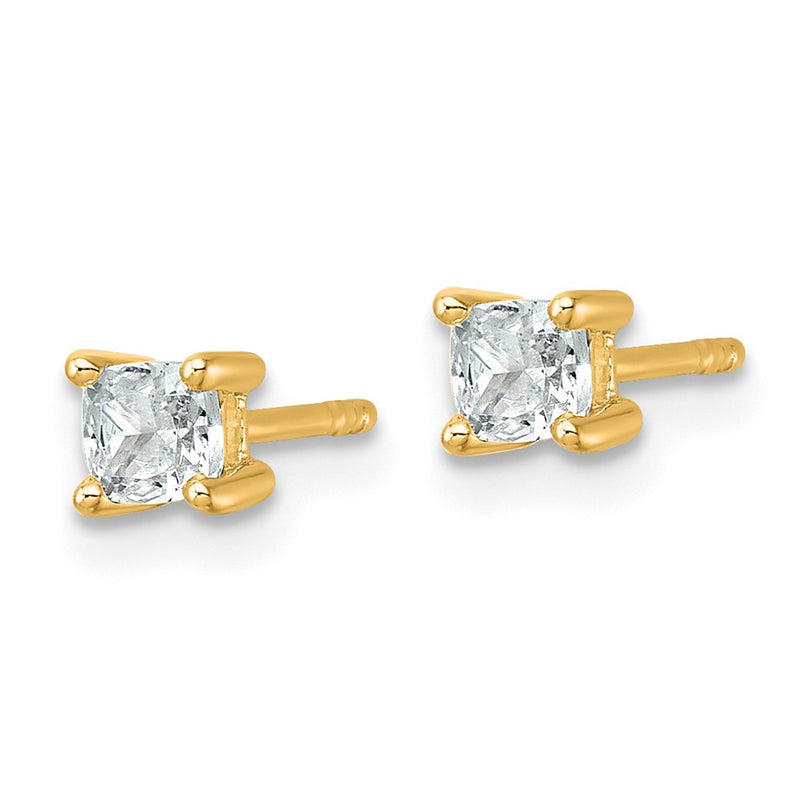 14k Yellow Gold 1/2 ctw Certified Lab Grown Diamond VS/SI+ G+ Cushion 4 Prong Heavy Wt. Stud Earrings