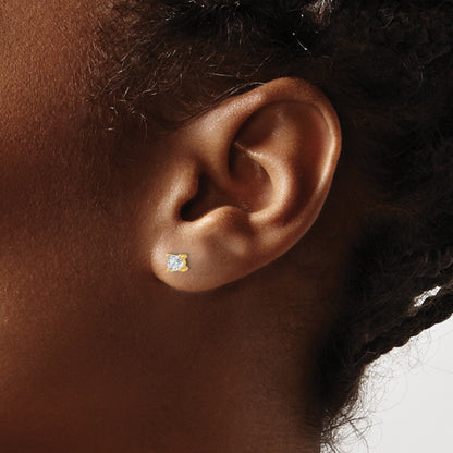 14k Yellow Gold 1/2 ctw Lab Grown Diamond VS/SI+ G+ Cushion 4 Prong Heavy Wt. Stud Earrings