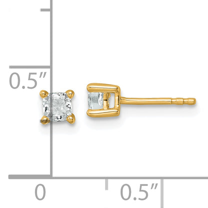 14k Yellow Gold 1/2 ctw Lab Grown Diamond VS/SI+ G+ Cushion 4 Prong Heavy Wt. Stud Earrings