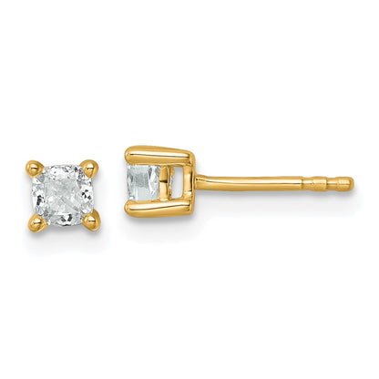 14k Yellow Gold 1/2 ctw Certified Lab Grown Diamond VS/SI+ G+ Cushion 4 Prong Heavy Wt. Stud Earrings