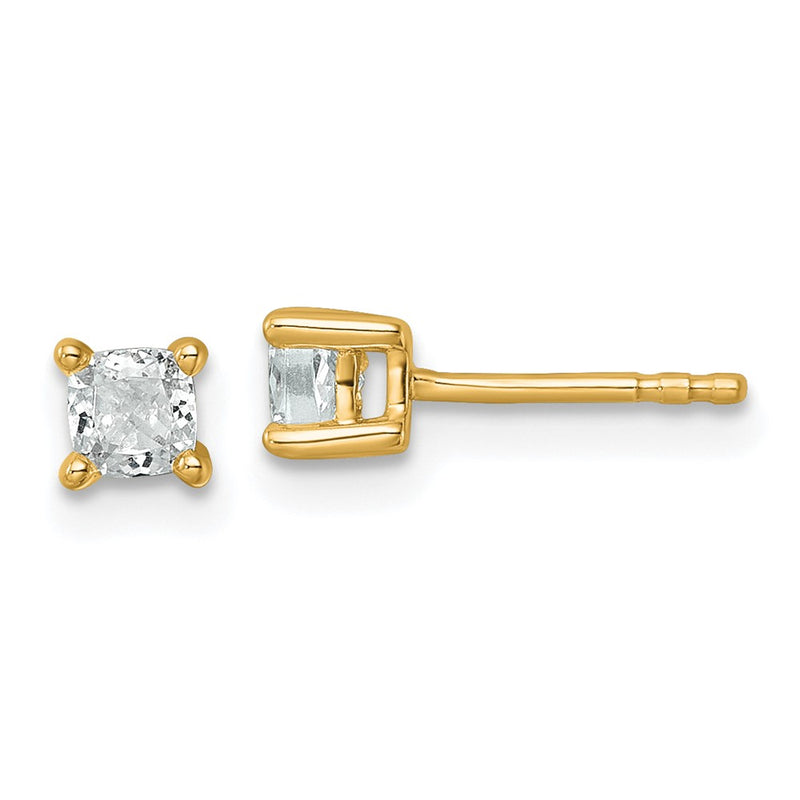 14k Yellow Gold 1/2 ctw Certified Lab Grown Diamond VS/SI+ G+ Cushion 4 Prong Heavy Wt. Stud Earrings