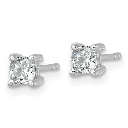 14k White Gold 3/4 ctw Lab Grown Diamond VS/SI+ G+ Cushion 4 Prong Heavy Wt. Stud Earrings