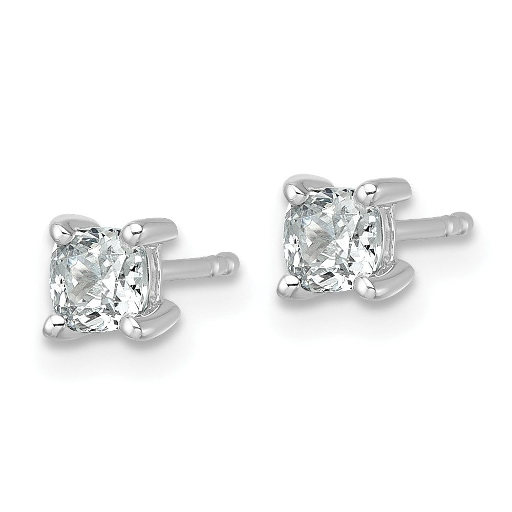 14k White Gold 3/4 ctw Certified Lab Grown Diamond VS/SI+ G+ Cushion 4 Prong Heavy Wt. Stud Earrings