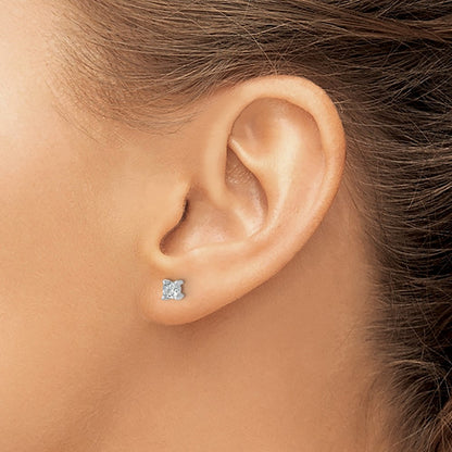 14K White Gold 3/4 Ctw Certified Lab Grown Diamond Vs+ F+ Cushion 4 Prong Heavy Wt. Stud Earrings