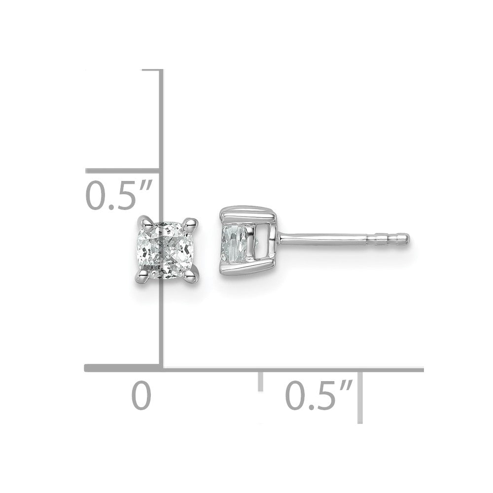 14k White Gold 3/4 ctw Lab Grown Diamond VS/SI+ G+ Cushion 4 Prong Heavy Wt. Stud Earrings