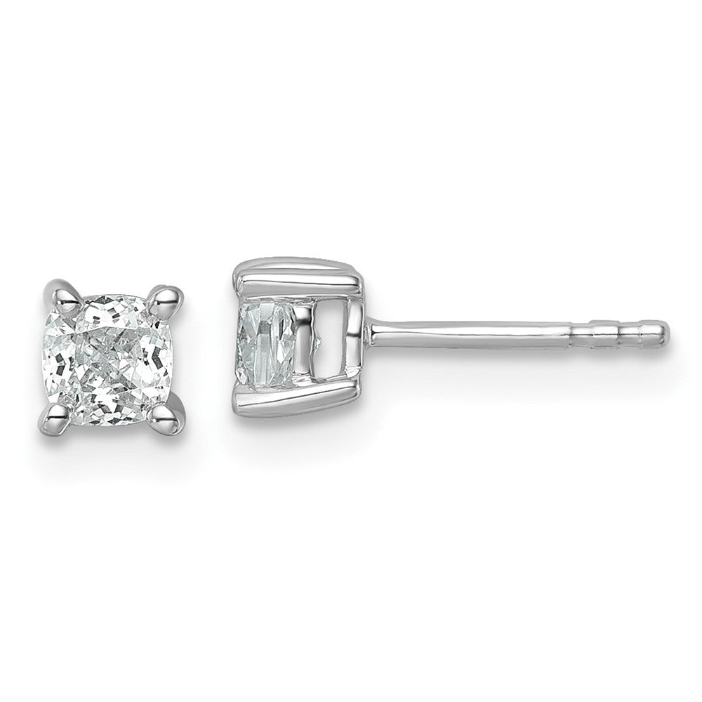 14k White Gold 3/4 ctw Lab Grown Diamond VS/SI+ G+ Cushion 4 Prong Heavy Wt. Stud Earrings