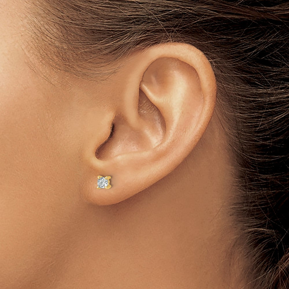 14k Yellow Gold 3/4 ctw Lab Grown Diamond VS/SI+ G+ Cushion 4 Prong Heavy Wt. Stud Earrings