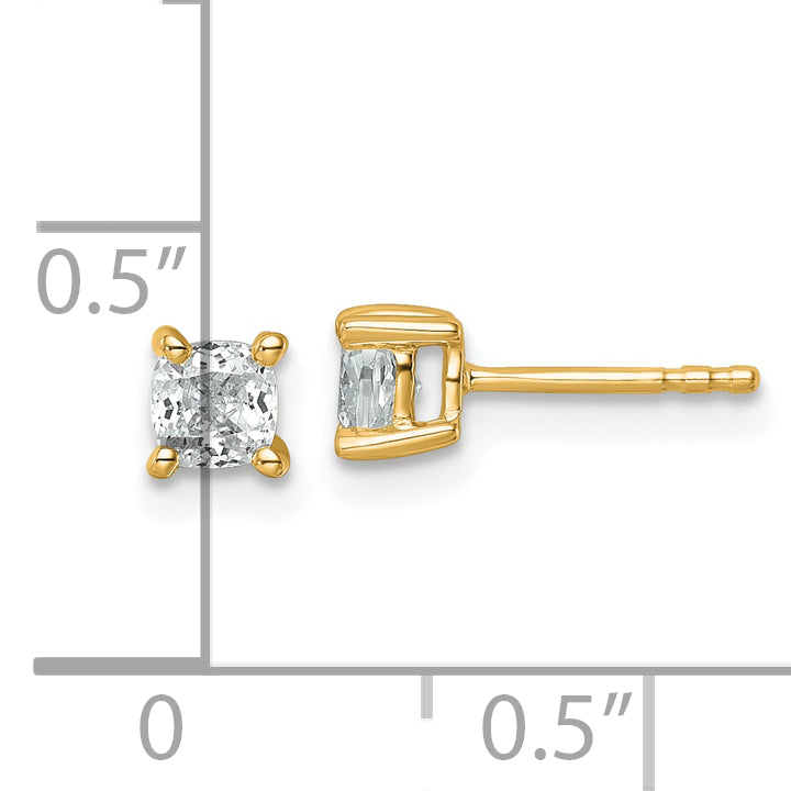 14k Yellow Gold 3/4 ctw Lab Grown Diamond VS/SI+ G+ Cushion 4 Prong Heavy Wt. Stud Earrings
