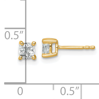 14k Yellow Gold 3/4 ctw Lab Grown Diamond VS/SI+ G+ Cushion 4 Prong Heavy Wt. Stud Earrings