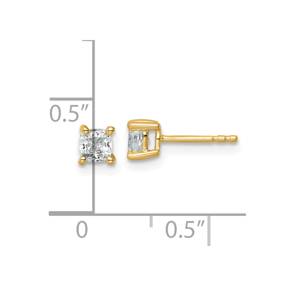 14k Yellow Gold 3/4 ctw Lab Grown Diamond VS/SI+ G+ Cushion 4 Prong Heavy Wt. Stud Earrings