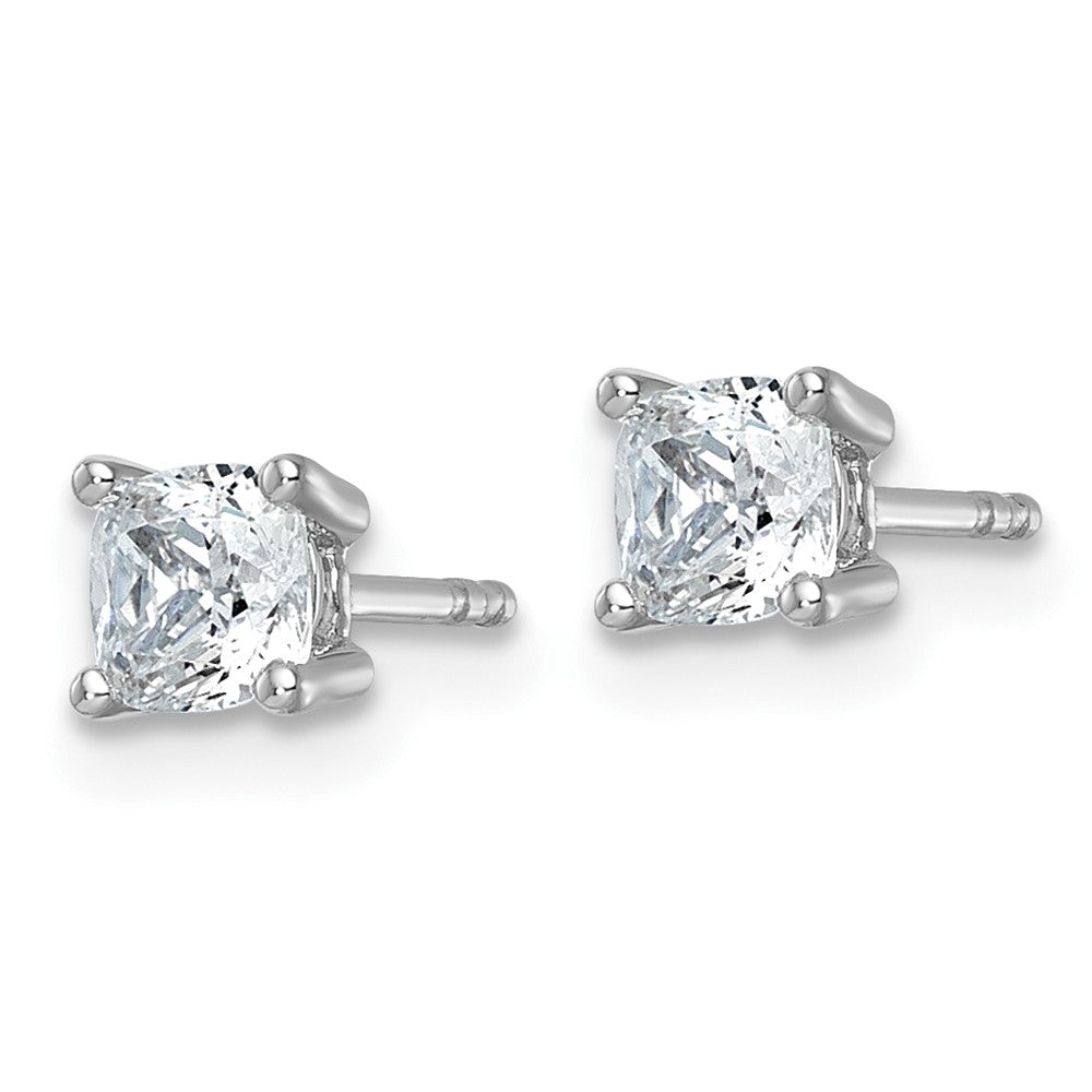 14K White Gold 1 Ctw Certified Lab Grown Diamond Vs+ F+ Cushion 4 Prong Heavy Wt. Stud Earrings
