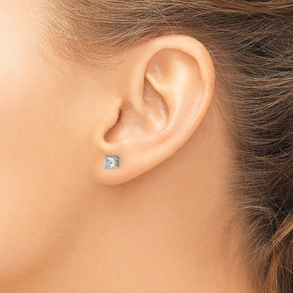 14K White Gold 1 Ctw Certified Lab Grown Diamond Vs+ F+ Cushion 4 Prong Heavy Wt. Stud Earrings