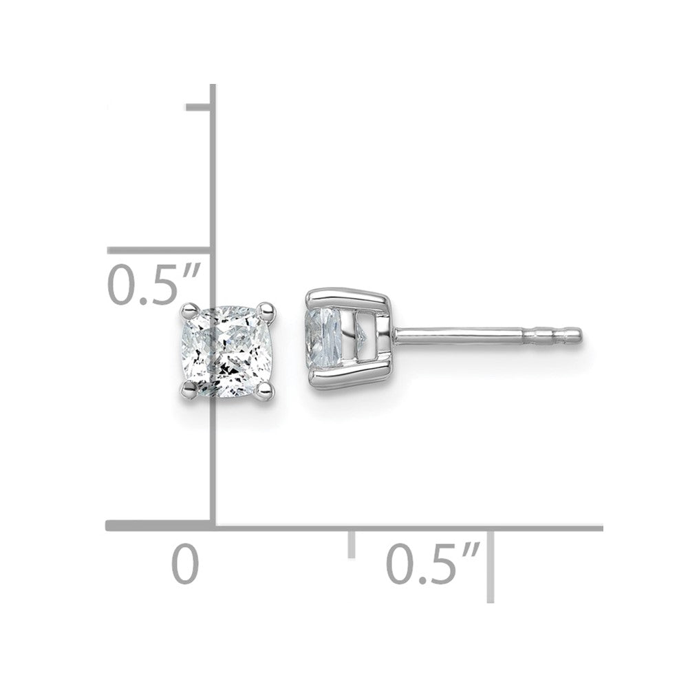 14K White Gold 1 Ctw Lab Grown Diamond Vs/Si+ G+ Cushion 4 Prong Heavy Wt. Stud Earrings