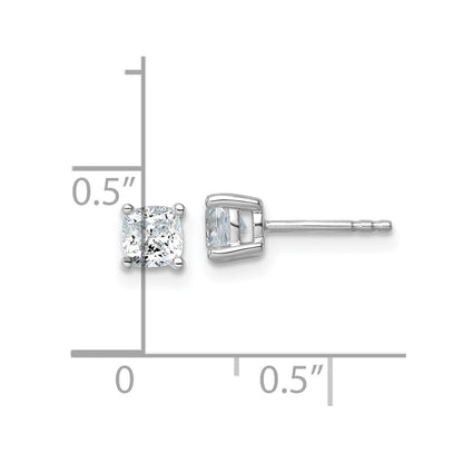 14K White Gold 1 Ctw Lab Grown Diamond Vs/Si+ G+ Cushion 4 Prong Heavy Wt. Stud Earrings