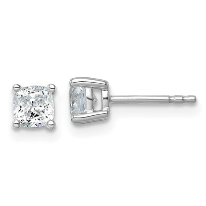 14K White Gold 1 Ctw Lab Grown Diamond Vs/Si+ G+ Cushion 4 Prong Heavy Wt. Stud Earrings