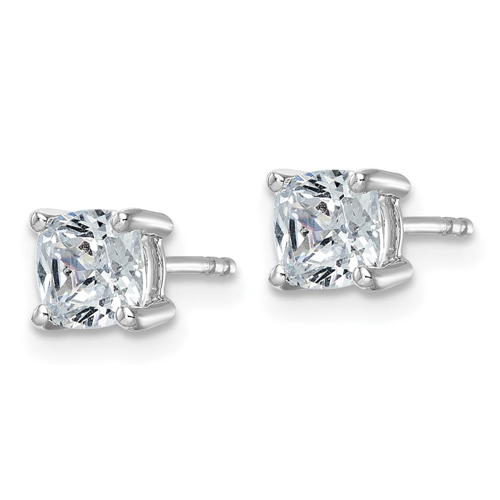 14K White Gold 1 1/2 Ctw Lab Grown Diamond Vs/Si+ G+ Cushion 4 Prong Heavy Wt. Stud Earrings