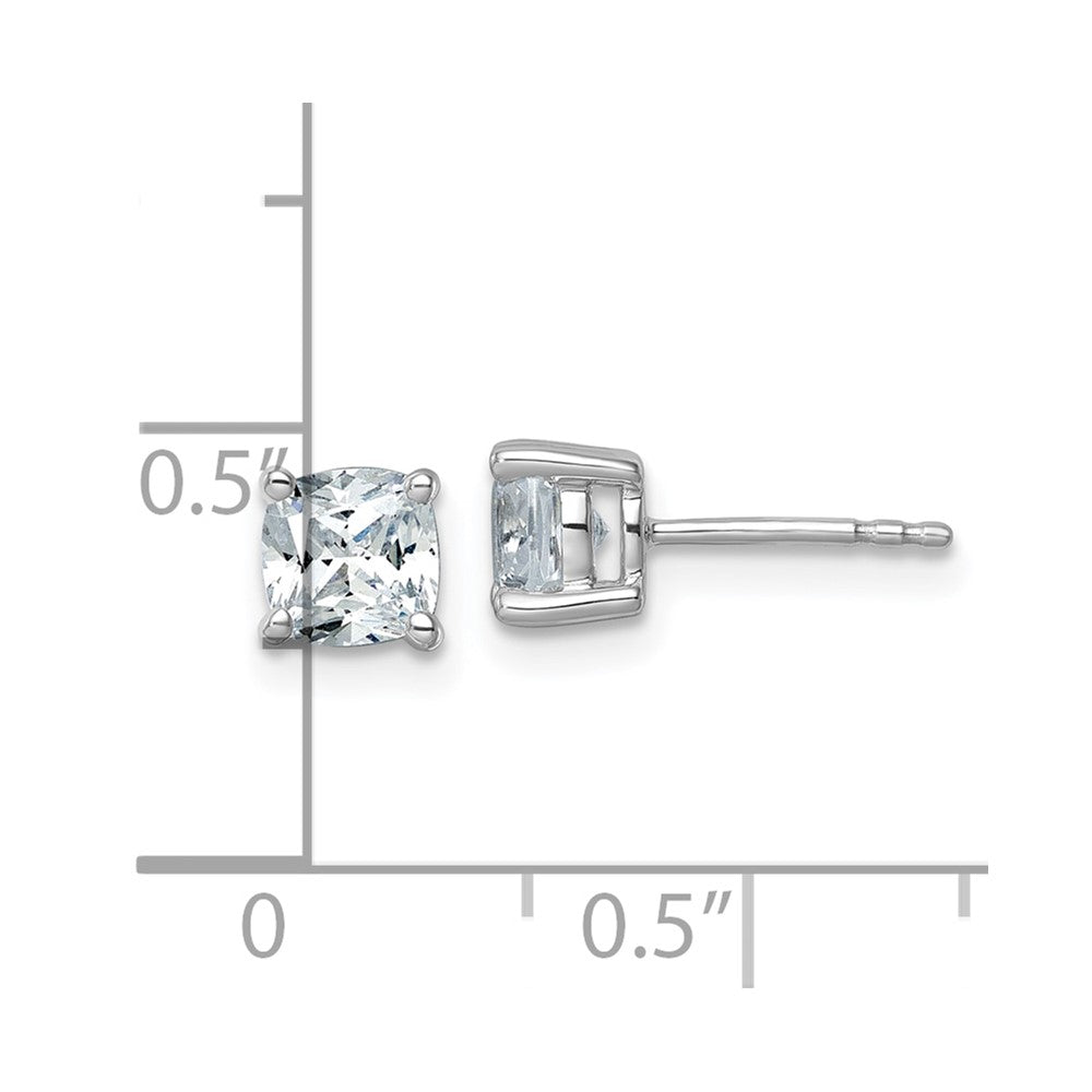 14K White Gold 1 1/2 Ctw Certified Lab Grown Diamond Vs/Si+ G+ Cushion 4 Prong Heavy Wt. Stud Earrings