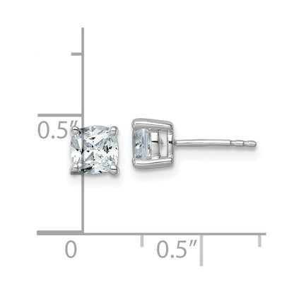 14K White Gold 1 1/2 Ctw Certified Lab Grown Diamond Vs/Si+ G+ Cushion 4 Prong Heavy Wt. Stud Earrings