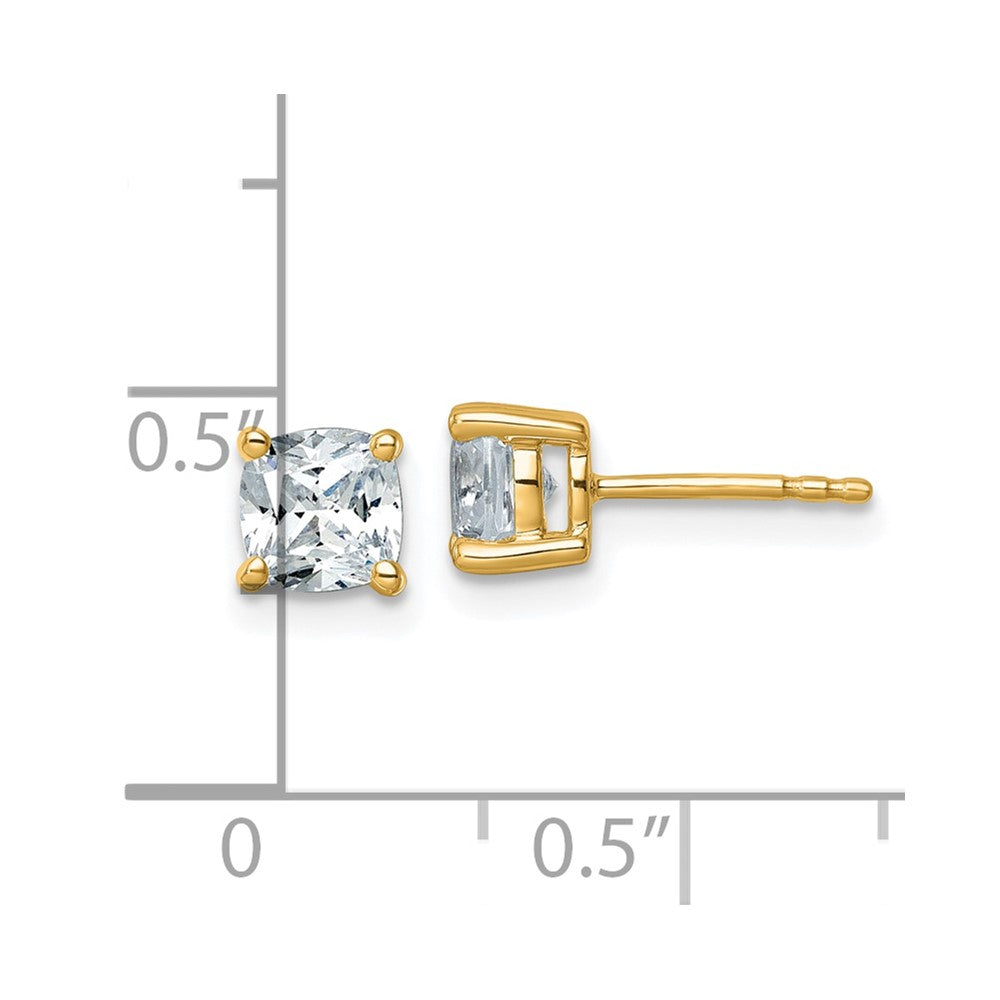 14k Yellow Gold 1 1/2 ctw Certified Lab Grown Diamond VS/SI+ G+ Cushion 4 Prong Heavy Wt. Stud Earrings