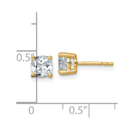 14k Yellow Gold 1 1/2 ctw Certified Lab Grown Diamond VS/SI+ G+ Cushion 4 Prong Heavy Wt. Stud Earrings