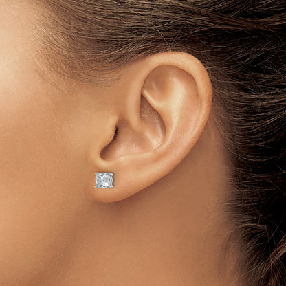 14k White Gold 2 ctw Lab Grown Diamond VS/SI+ G+ Cushion 4 Prong Heavy Wt. Stud Earrings
