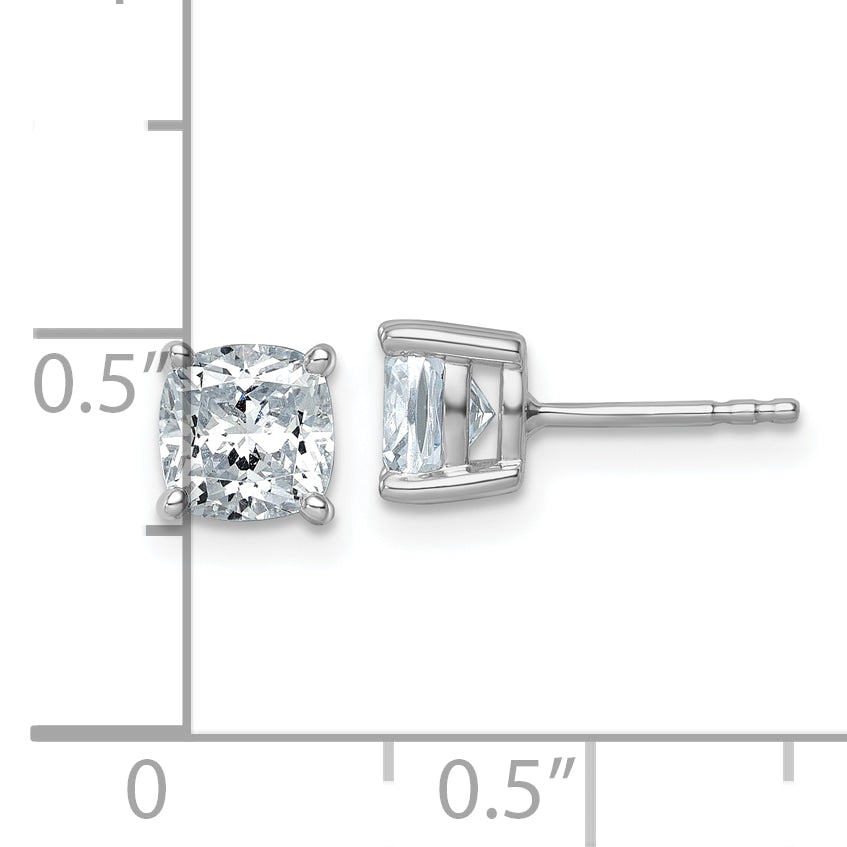 14k White Gold 2 ctw Lab Grown Diamond VS/SI+ G+ Cushion 4 Prong Heavy Wt. Stud Earrings