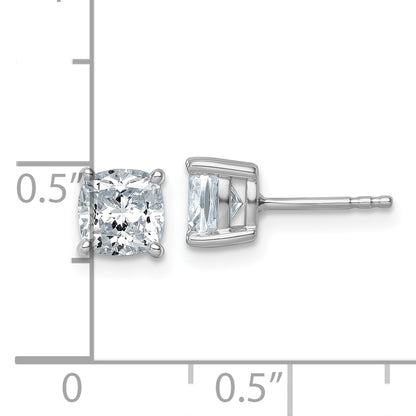 14k White Gold 2 ctw Lab Grown Diamond VS/SI+ G+ Cushion 4 Prong Heavy Wt. Stud Earrings