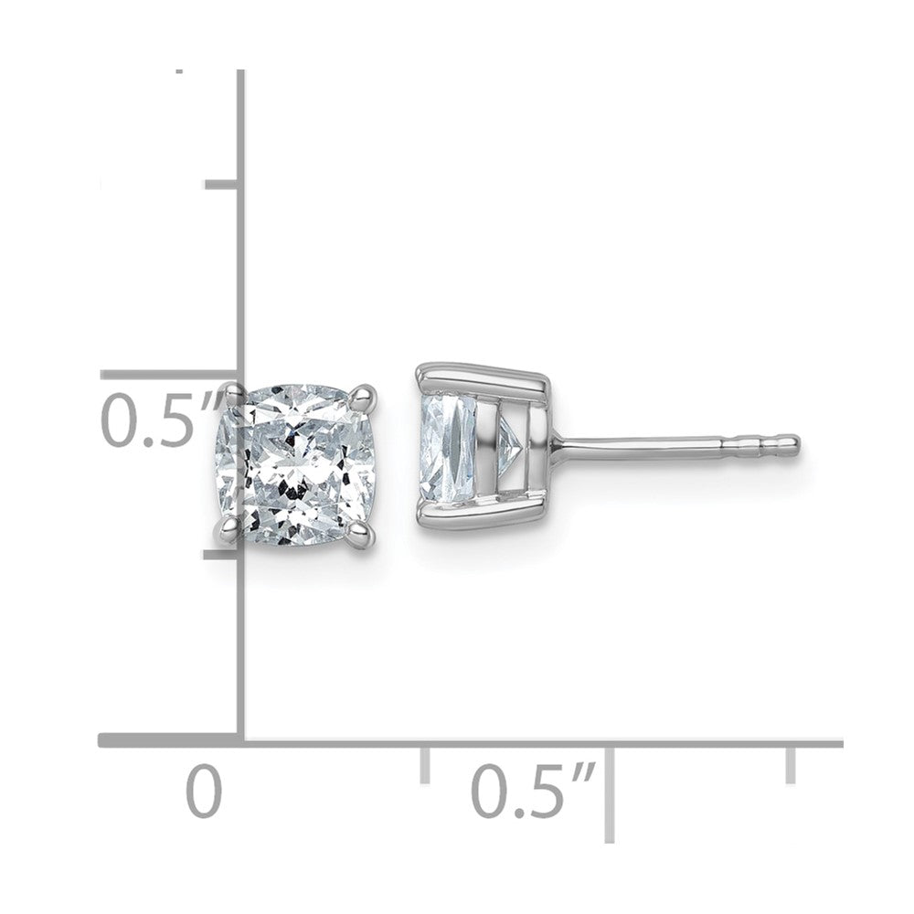 14k White Gold 2 ctw Lab Grown Diamond VS/SI+ G+ Cushion 4 Prong Heavy Wt. Stud Earrings