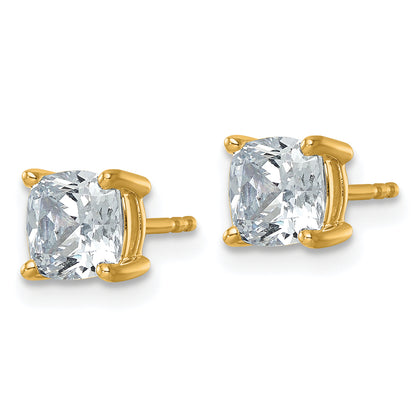 14k Yellow Gold 2 ctw Lab Grown Diamond VS/SI+ G+ Cushion 4 Prong Heavy Wt. Stud Earrings