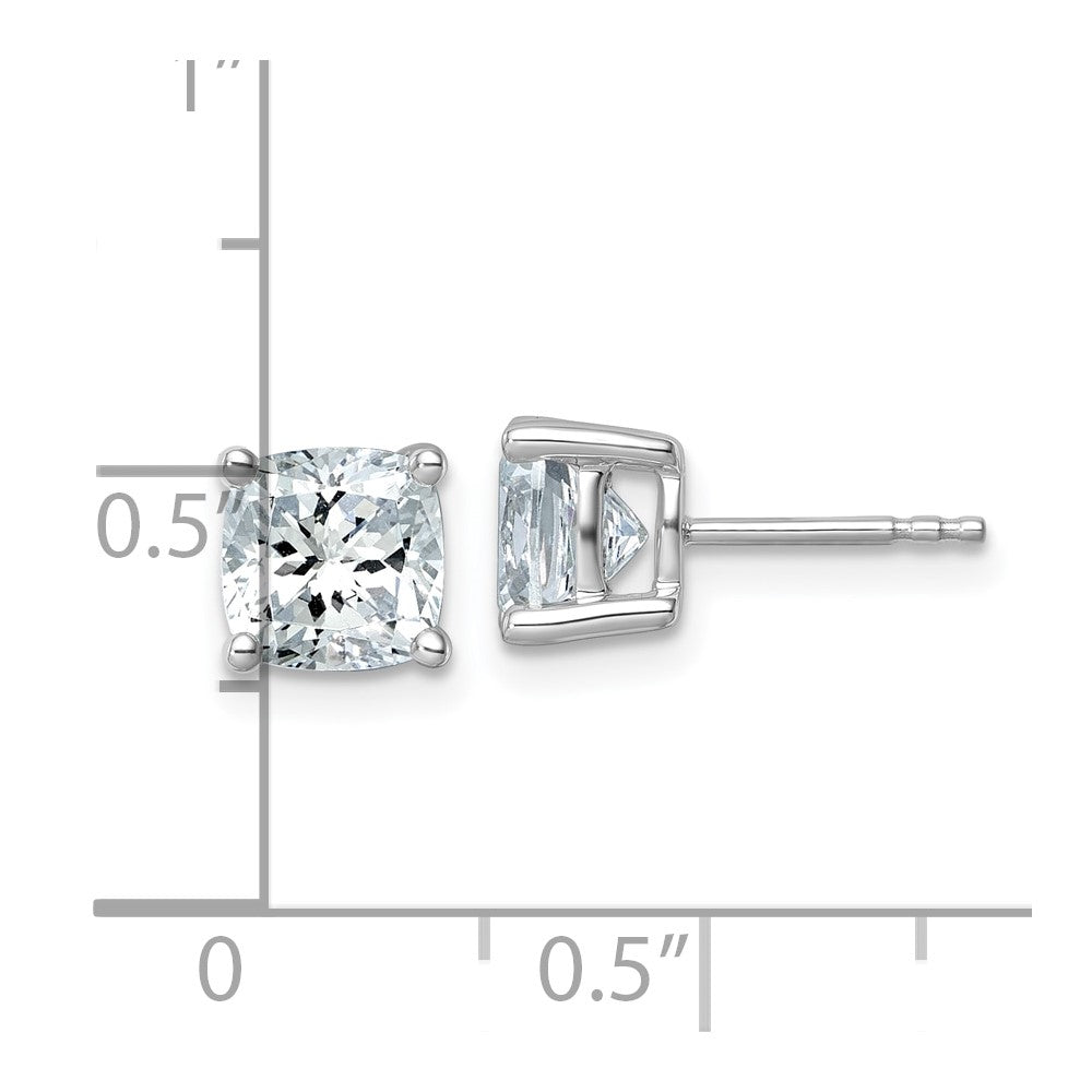 14K White Gold 3 Ctw Certified Lab Grown Diamond Vs+ F+ Cushion 4 Prong Heavy Wt. Stud Earrings