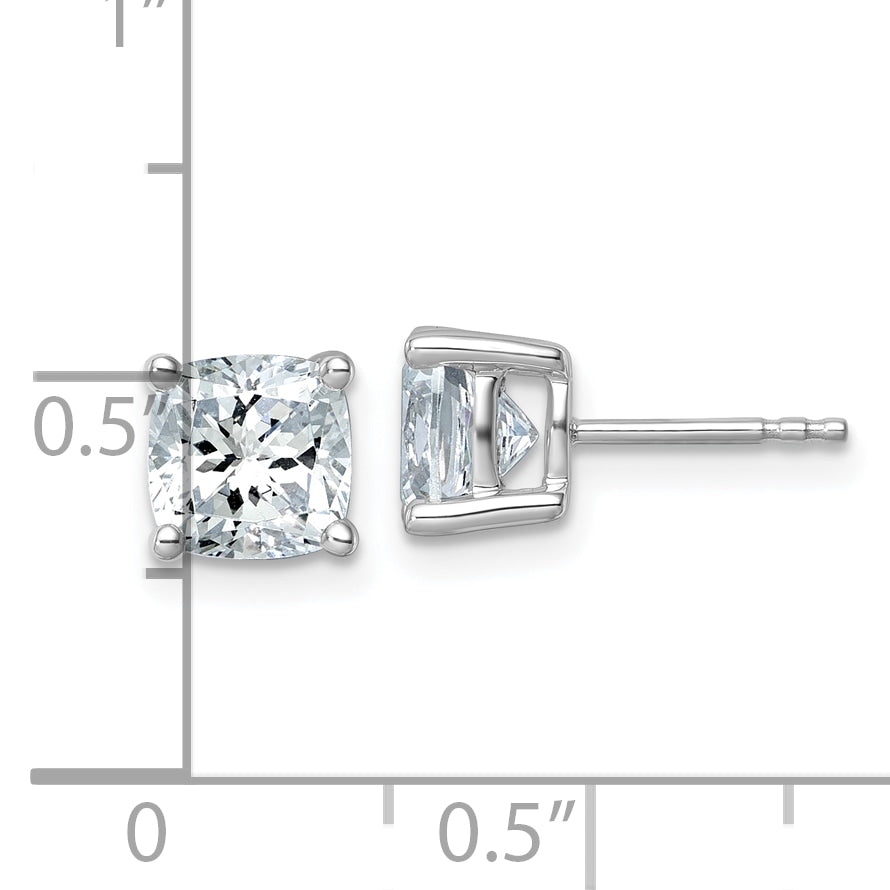 14k White Gold 3 ctw Certified Lab Grown Diamond VS/SI+ G+ Cushion 4 Prong Heavy Wt. Stud Earrings