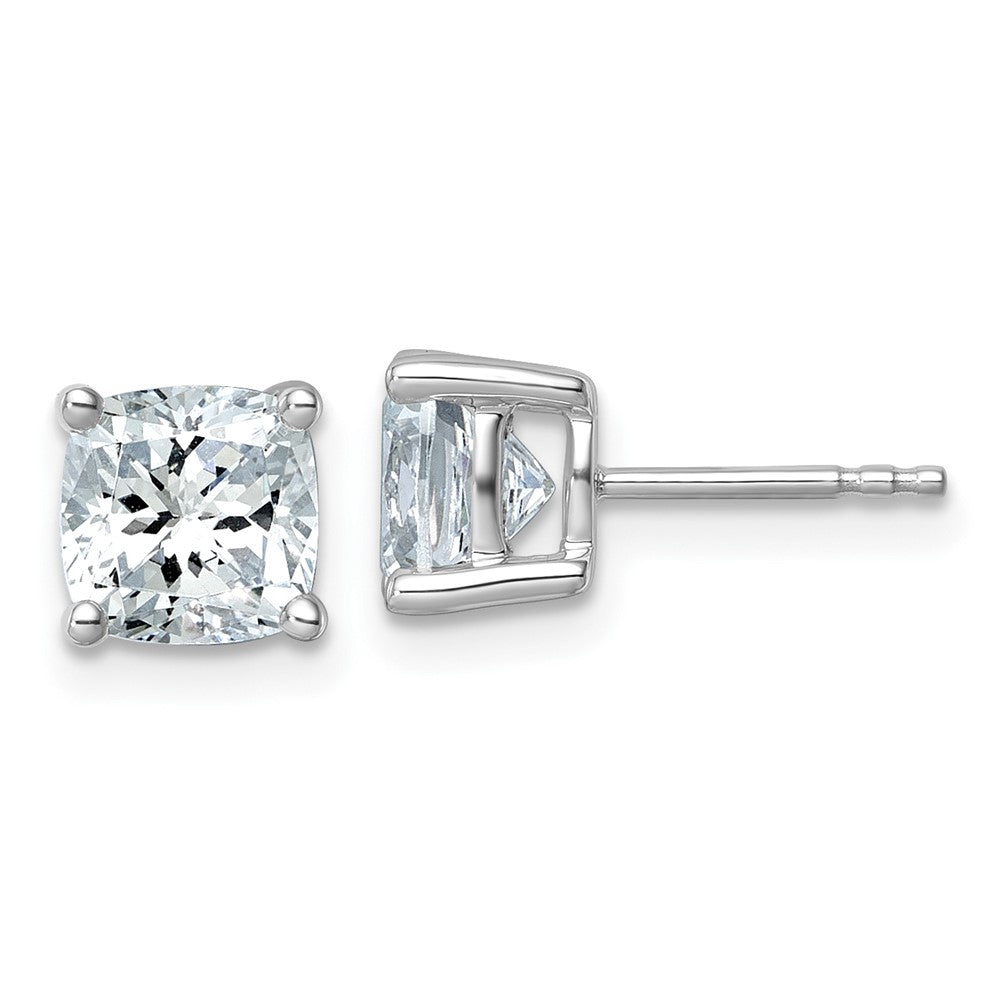 14K White Gold 3 Ctw Certified Lab Grown Diamond Vs+ F+ Cushion 4 Prong Heavy Wt. Stud Earrings