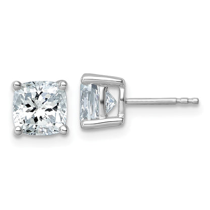 14K White Gold 3 Ctw Certified Lab Grown Diamond Vs+ F+ Cushion 4 Prong Heavy Wt. Stud Earrings